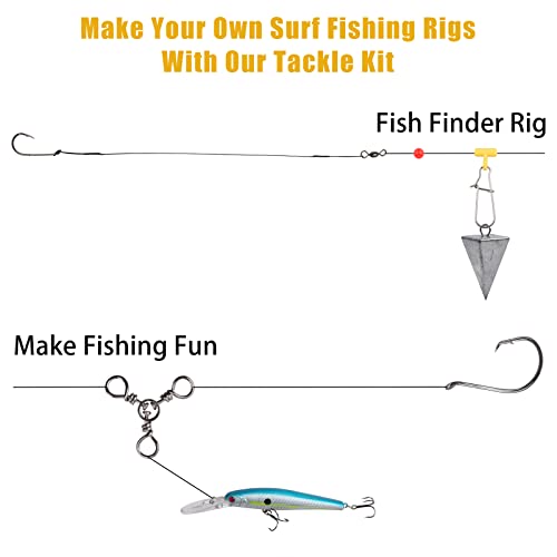 Saltwater Fishing Tackle Kit, 136pcs Surf Fishing Gear Fish Finder Rigs Saltwater Fishing Lures Crankbait Spoon Pyramid Sinker Fishing Hooks Leaders Swivels Ocean Fishing Tackle Accessories
