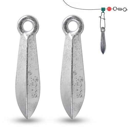 Bank Sinkers Fishing Weights for Saltwater Bullet Surf Fishing Accessories, Catfish Sinkers Bottom Rig Saltwater Fish Tackle - size: 10.5oz-300g-2pcs