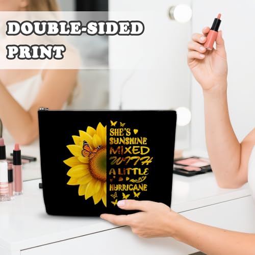 Sunflower Cosmetic Bag For Women, Sunflower Gifts For Women, Floral Makeup Pouch, Travel Toiletry Bag With Zipper, Birthday Graduation Inspirational Gifts Best Friend Bestie Her - color: Sunflower