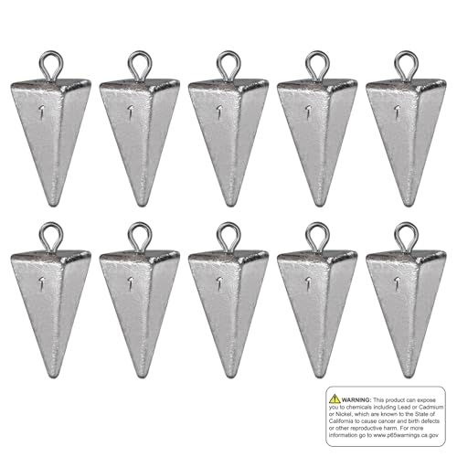 Triangle Fishing Weights 4-Sided Pyramid Sinkers Lead Fishing Weights and Sinkers for Saltwater Ocean Surf 1oz-32oz/2LB - size: 1oz-10pack