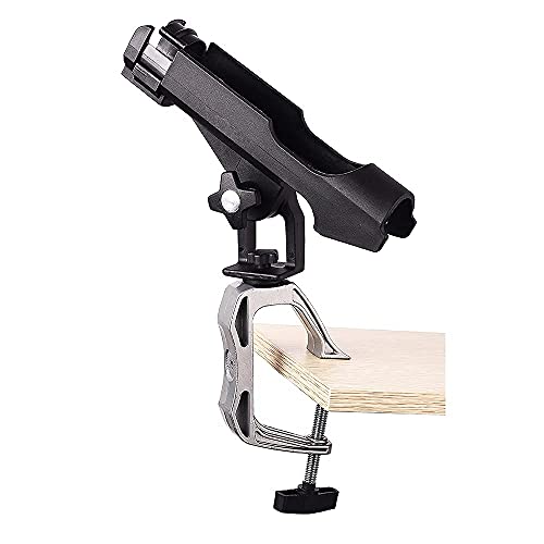 HiUmi Fishing Boat Rods Holder with Large Clamp Opening 360 Degree Adjustable Fishing Rod Racks Folding Holder - color: Rh20-2pack