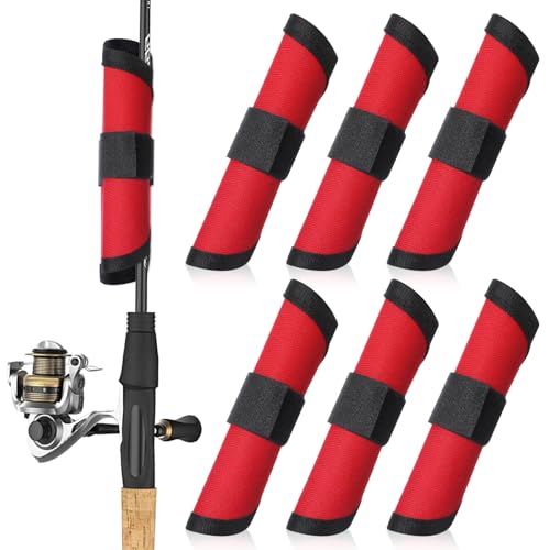 6 Pcs Lure Wraps, 5.9 Inch Fishing Lure Wraps, Bait Gloves Lures Shield for Fishing Rod, Fish Hook Storage Protectors, Pole Sleeve Guard for Protecting Fishermen(Red) - color: Red