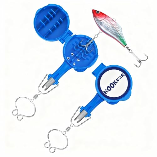 HOOK-EZE 4-in-1 Fishing Knot Tying Tool, Treble Hook Covers Keeps Lures Safe, Hook Sharpener, Lure Wraps for Fishing Rod, Fishing Line Cutter Accessories Gifts for Anglers Fishermen