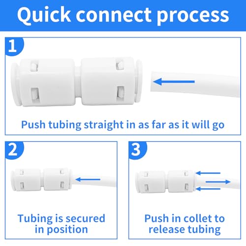 Water Tube Fittings Kit, 1/4" OD Quick Connect Push to Connect Fittings for RO/DI Water Filter System (Ball Valve+ T+ I+ L+ Y+ Professional Tubing Cutter, 46Pcs) - size: 1/4 inch,46Pcs