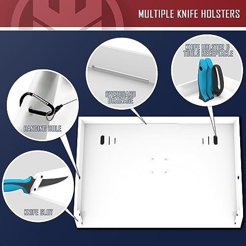 KNINE OUTDOORS Bait Cutting Board for Boat, Boat Cutting Board, with Rod Holder Mount Plier Storage and Knife Slot, for Fish Cleaning Station Fishing Fillet Table, Boat Accessories Marine