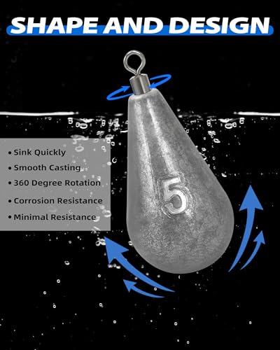 BLUEWING Casting Swivel Bell Sinkers Fishing Weights 1/2oz-8oz Drop Shot Dipsey Lead Saltwater - size: Size10: 5oz, 5 Pack