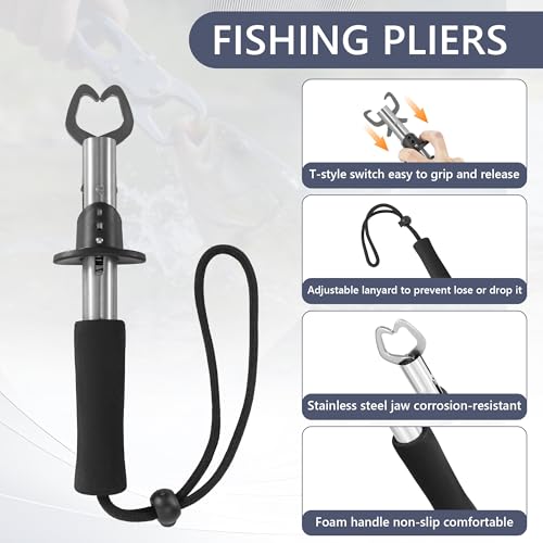 GMAK Fishing Backpack with Tackle Boxes, Fishing Sling Tackle Backpack Bag for Fish Gear With Rod Holder, Fish Kits Gifts for Men Women with Lures, Pliers, Lip Gripper, Black Kit - color: Black, size: Standard, style: Sling Backpack With Fishing Tools