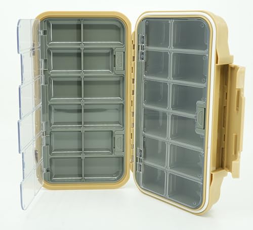 Kingfisher Large Waterproof 24 Compartment Tailwater Nymph Fly Fishing Box - color: Tan