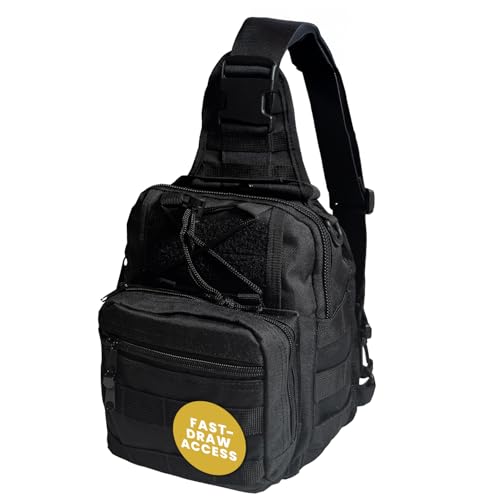 GunZee Tactical Sling Backpack, MOLLE-Compatible Sling Bag for EDC, Travel, Camping, Hiking, Hunting, Fishing, and Tactical or Military Use, Multiple Compartments, Concealed Carry and Range Bag