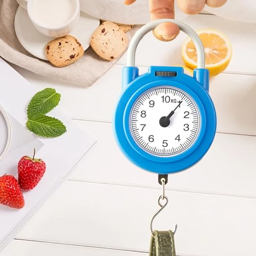 Haofy Handheld Scale, Fishing Hanging Scale Mechanical Kitchen and Fish Fishing Scale Multi Purpose Portable Hand Held Dial Weight Scale - color: Blue