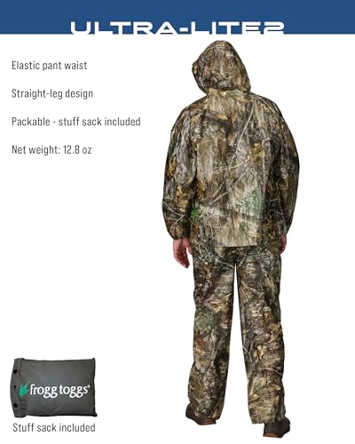 FROGG TOGGS Men's Ultra-Lite2 2-Layer Waterproof Breathable Rain Suit - color: Realtree Edge, size: Large