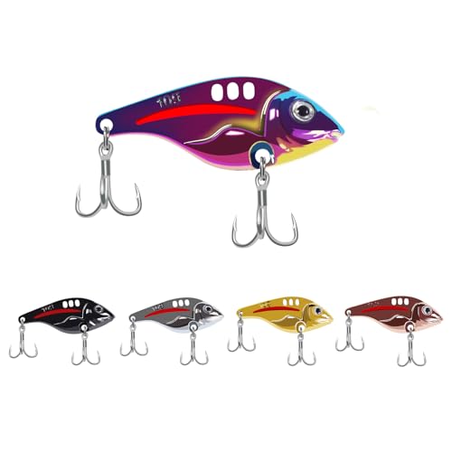 VIB Metal Lures Zinc Alloy Fishing Blade Spinner Bait with Treble Hooks Fishing Spoons Lures Pack of 5 - color: Blade Lures-A, size: 10g