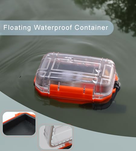 Small Waterproof Box Mini Dry Box Waterproof Container Watertight Storage Case Small Waterproof Boxes for Kayaking Boating Orange Drybox, 5.5" L x 4" W x 2.4" H
