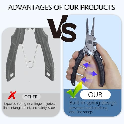 Eupheng Muti Function Fishing Pliers with Tippet Cutter Set Stainless Saltwater Resistant Hook Remover with Safety Lock,Split Ring Pliers,Braided Fishing Line Cutting Fishing Tool Set Gift for Men - style: Muti-Function Fishing Pliers +Tippet cutter