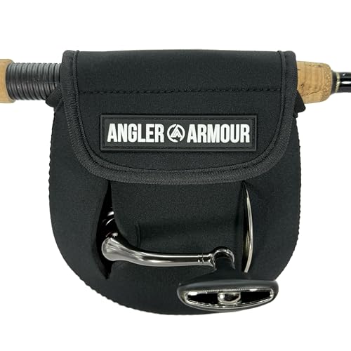 Angler Armour Spinning Reel Cover, Fishing Reel Cover, Neoprene Reel Cover, Spinning Reel Sleeve, Spinning Reel Protective Sleeve, Fits 1000, 2000, 3000, 3500 Spinning Reels (Black) - color: Black