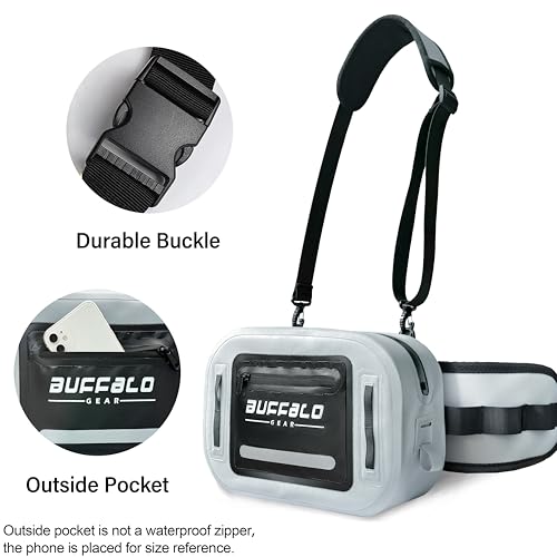 Waterproof Submersible Fanny Pack,Large Fly Fishing Waist Pack 8.9L Submersible lumbar pack with Airtight Zipper,Grey - color: Grey