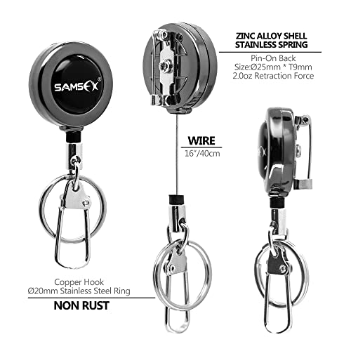SAMSFX Fly Fishing Tippet Line Cutter Fishing Nippers Mulit-Tool with Zinger Retractors - color: Pin-On Retractors, 16" Steel Cord
