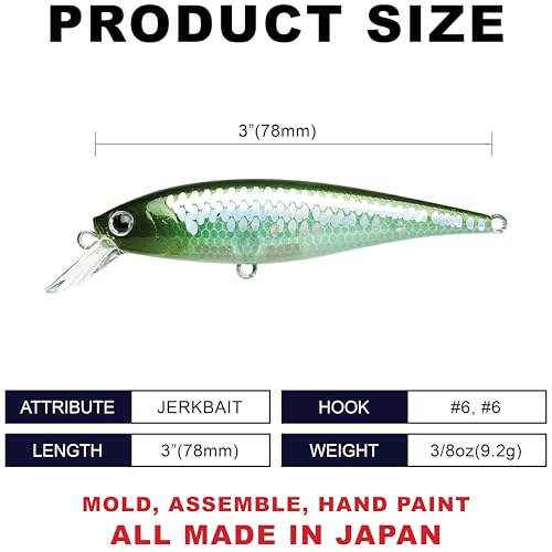 LUCKY CRAFT Pointer 78SP Fishing Lures, 3" Freshwater Bass & Trout Lures, Suspending 4ft-5ft Depth, Jerkbait, Bass Fishing Gear and Accessories, Ghost & Aurora - color: 489 MS Clear Lake Hitch