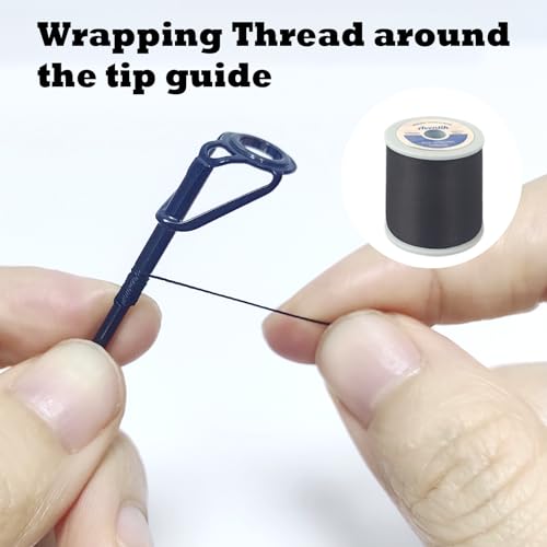 Aventik Fishing Rod Repair Kit Complete Supplies with Two-Part Epoxy Resin, 500D Wrapping Thread, Clipper, and Masking Tape Fishing Pole Repair Kit
