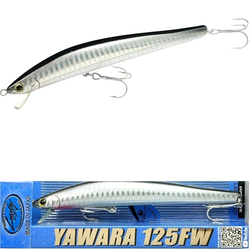 Lucky Craft FlashMinnow 125 YAWARA Saltwater Fishing Lure, Jerkbait for Halibut and Sea Bass, Long Casting Fishing Gear, Slow Sinking 5in 0.7oz, Tackle Box and Fish Accessories - color: 7775 Super Glow Zebra Metallic Anchovy, size: 125FW, style: No Scales