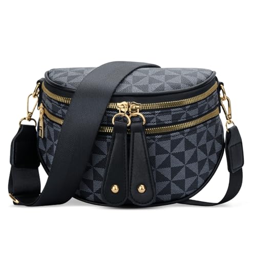 KKXIU Crossbody Sling Bag for Women Trendy Fanny Pack Vegan Leather Chest Bag | Trendy - color: 1-black