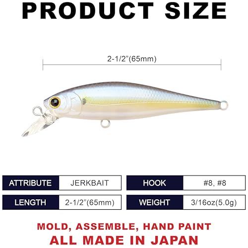 LUCKY CRAFT Pointer 78SP Fishing Lures, 3” Jerkbait Freshwater Bass & Trout Lures, Suspending 4ft–5ft Depth, Jerkbait with Walk-the-Dog Action, Precision Bass Fishing Gear and Accessories - color: 250 Chartreuse Shad, size: PT65