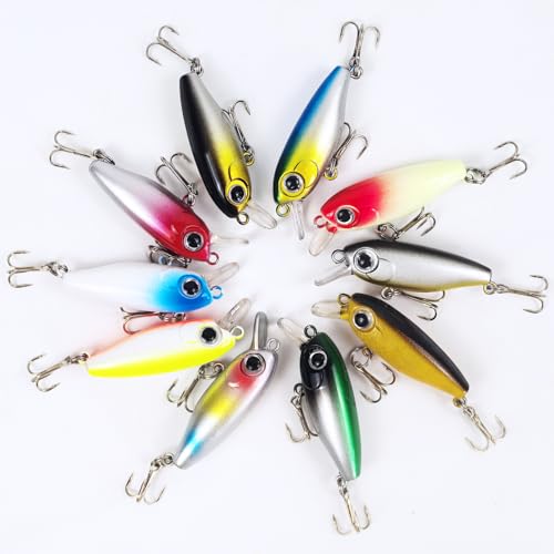 Fishing Lures Large Hard Bait Minnow VIB Lure with Treble Hook Life-Like Swimbait Fishing Bait Popper Crankbait Vibe Sinking Lure for Bass Trout Walleye Redfish - color: 10pcs 4.5cm/3.2g