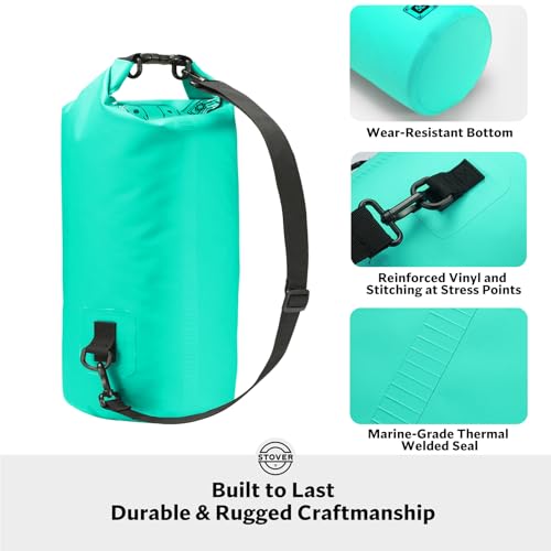 STOVER 5/10/25/30/40/55L Waterproof Dry Bag, Small Lightweight Roll Top Dry Bag Backpack w/Waterproof Phone Case, Kayaking, Travel, Hiking, Fishing, Tubing, Camping, the Beach, Men/Women (Teal) - color: 5l Teal, size: 5L