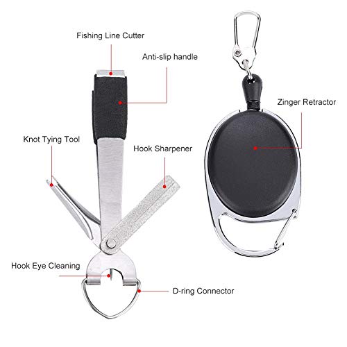 Fishing Line Nipper, Quick Knot Tying Tool, Fly Line Clippers with Zinger Retractor Combo