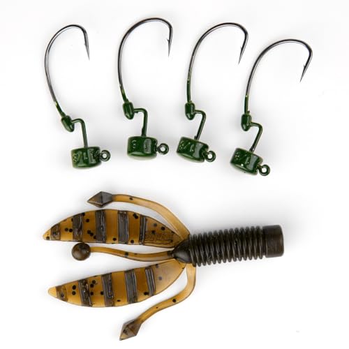 20Pack Weedless Ned Rig Jig Heads with Molded Bait Keeper System – Mushroom Head for Weedless Finesse Bass Fishing 1/16 1/8 3/16 1/4oz - color: Green Pumpkin, size: 1/8oz - 1# - 20Pack