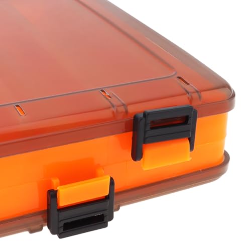 Double Sided 14 Compartments Fishing Tackle Boxes Fishing Lure Box Organizer, Fishing Bait Tackle Storage Case, Container Box for Jewelry Beads Earring Hook (Orange) - color: Orange