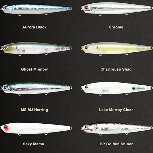 LUCKY CRAFT Gunfish 95 3 Hook Freshwater Fishing Lures and Bait for Bass Fish, Topwater Fish Line, Surface Bait with Treble Hooks, Fishing Gear for Tackle Box - color: 052 Aurora Black