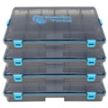Reaction Tackle Standard Tackle Trays, Plastic Tackle Box Organizers with Four Secure Latches, Removable Dividers and Semi Transparent Lid for Fishing Storage - 3700 (4-Pack) - size: 3700 (4-Pack)