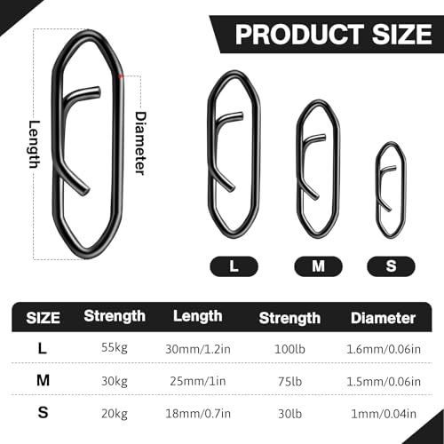 Speed Clips for Fishing Lures, Fishing Speed Clips, Fishing Snaps Saltwater, Freshwater Stainless Steel, Fishing Quick Clips, Fishing Clips Quick Change - color: Small