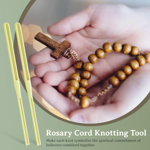 Dunkive 2 Pack Rosary Cord Knotting Tool, #7#9 and #36 Dual Head Twine Knotting Tool, Rosary Making Supplies, Beads Tying Kit, Beading Cord Kit for Jewelry, Fishing Hook, Bracelet(Yellow) - color: Yellow