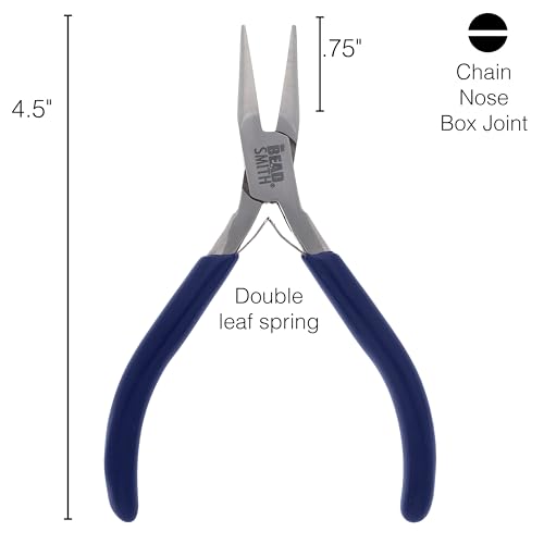 The Beadsmith Chain-Nose Pliers 4-1/2" Long with Fine Tips and Navy Blue Handles, Jewelry Making and Repair Tool - style: Chain Nose