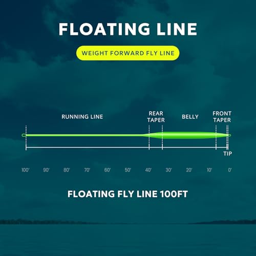SF Fly Fishing Line Weight Forward Floating Fly Line for Fly Fishing 3wt 4wt 5wt 6wt 7wt 8wt 100FT Double Welded Loops - color: Lemon Green, size: WF6F 100FT