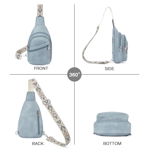 Telena Sling Bag for Women Crossbody Bags Purse for Women Vegan Leather Fanny Pack with Adjustable Strap - color: 1-denim Blue