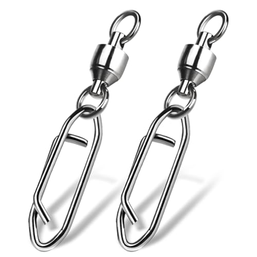9KM DWLIFE Fishing Swivels & Quick-Change Clips 25Pcs Pro Saltwater 360° Spin Stainless Steel Snap Swivels for Lure/Bait Heavy-Duty Corrosion-Proof - size: 5#