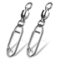 9KM DWLIFE Fishing Swivels & Quick-Change Clips 25Pcs Pro Saltwater 360° Spin Stainless Steel Snap Swivels for Lure/Bait Heavy-Duty Corrosion-Proof - size: 4#