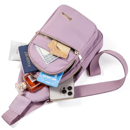 Banelu Crossbody Sling Backpack Sling Bag for Women, Small Cross Body Bag Crossbody Purse for Hiking Traveling Outdoors - color: I Lilac