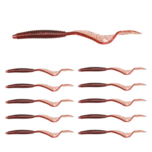Eupheng Twist Tail Swimbait Fishing Lure, 2.3in/2.7in/4in/5.5in 100PCS Grub Saltwater Fishing Soft Bait Trailer for Bass Crappie Fishing - size: 5.5in(14cm)-10PCS-Fiery Red