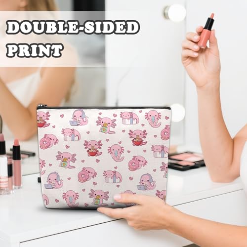 Axolotl Makeup Bag, Axolotl Gifts For Women, Axolotls Makeup Pouch, Axolotls Travel Toiletry Bag With Zipper, Birthday Anniversary Christmas Gifts For Mom Sister, Travel Toiletry Bag - color: Axolotl