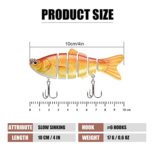 TRUSCEND Swimmax Easy Catch Fishing Lures with BKK Hooks, Wiggling, Vibrating, Rattling and Gurgling for More Bites, Heavy-Duty Dyneema Fiber Jointed Swimbaits for Bass, Trout, Crappie, Walleye, Pike - color: A2-4",0.6oz