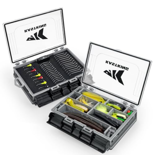 KastKing HyperSeal 3500 Double-Sided Waterproof Fishing Tackle Box – Adjustable Dividers, EVA Foam Jig Storage, Lure & Terminal Tackle Organizer,2 Pack,Black - color: Black, size: 3500(2 Pack)