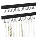 ZEDODIER 2 Pack Necklace Organizer Wall Mount, Wooden Jewelry Hanger Necklace Holder with 24 Hooks,Hanging Jewelry Organizer, Black - color: Black