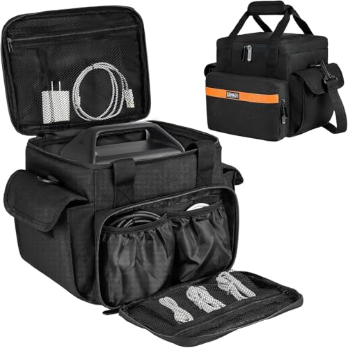 Carrying Case Compatible with Jackery Explorer 240/300/160/GOLABS R300/Anker 521 Portable Power Station,Waterproof Travel Storage Bag with Multiple Pockets for Charging Cable and Accessories(Bag Only) | Portable Power Station Travel Bag Fits for Jackery E
