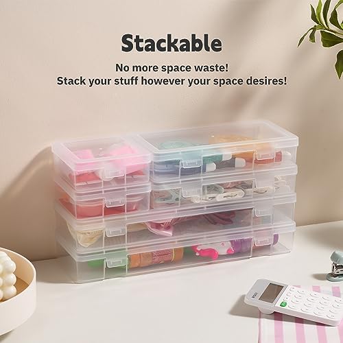 novelinks Clear Pencil Box and Small Plastic Storage Containers with Lids | 3 Small + 3 Medium + 3 Large, Board Game Storage Containers, Task Boxes for Special Education, Balloon Storage Organizer - color: 3 Small + 3 Medium + 3 Large -Clear