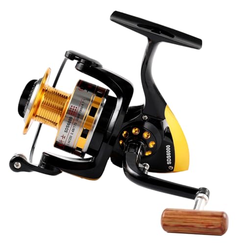 Diwa Spinning Fishing Reels for Saltwater Freshwater 1000 2000 3000 4000 5000 6000 Series Fishing Spool Left/Right Interchangeable Trout Carp Spinning Reel Light and Smooth - style: 6000-black