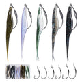 Fishing Bait Soft Plastic Lures 30/50 Pcs, Weighted Hooks 10 Pack & 40-Piece Set, 4in/5in Salty Split Tail Jerk Shad, 3/0 4/0 5/0 Weedless Swimbait Hook for Bass Fishing - color: Set C, size: 4inch&5inch Fishing Bait, 3/0&4/0&5/0-Hook